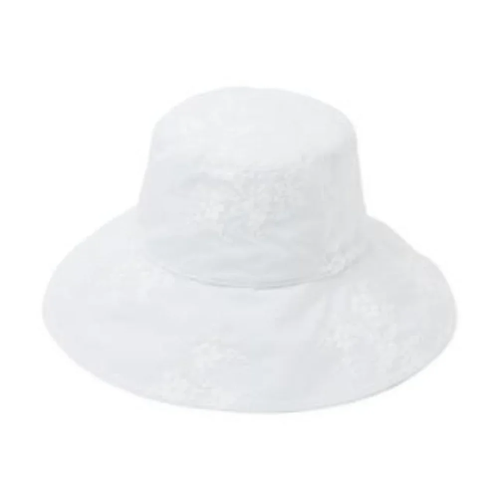 Janie and Jack Blue and White Floral Embroidered Sun Hat